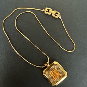 Vintage GIVENCHY 1980 Authentic Gold 4G Pendant Necklace Golden